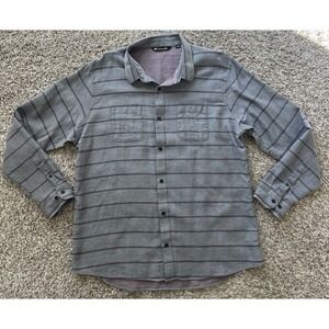 Travis Mathew Shirt Mens 2XL Flannel Heather Gray Pinstripe Lights Out Golf